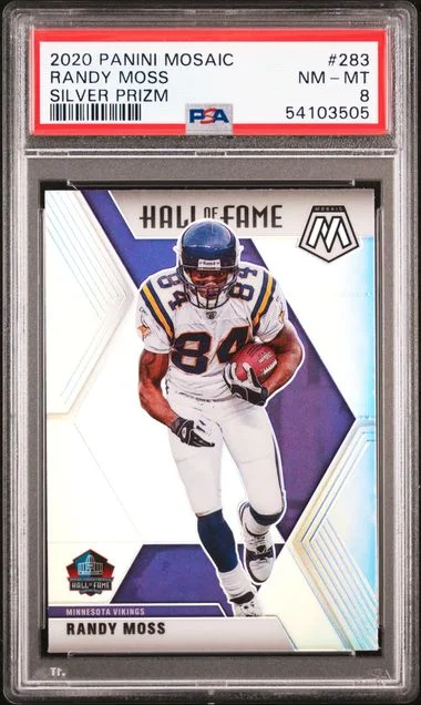 2020 Panini Mosaic Randy Moss Silver Prizm #283 card image