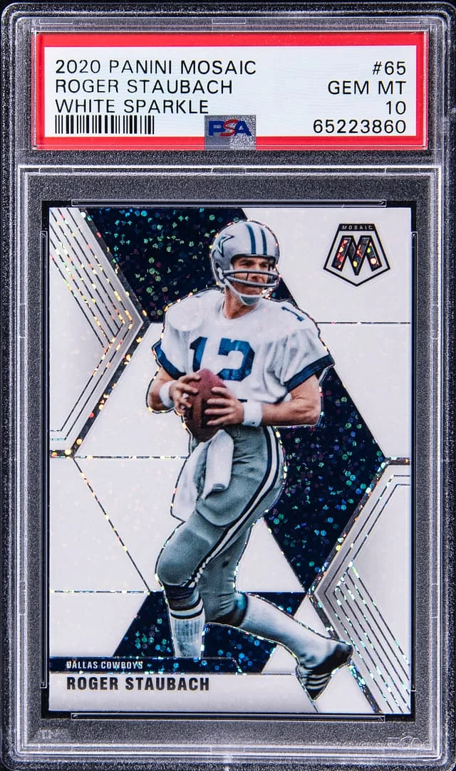 2020 Panini Mosaic Roger Staubach White Sparkle #65 card image