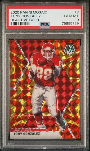2020 Panini Mosaic Tony Gonzalez Reactive Gold #2 card image