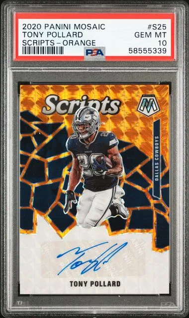 2020 Panini Mosaic Tony Pollard Scripts #S25 card image