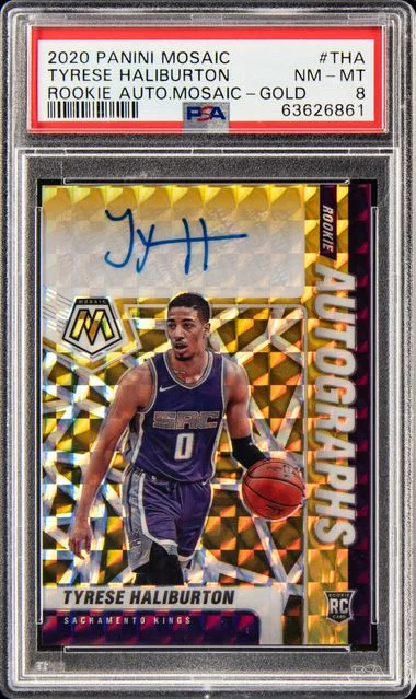 2020 Panini Mosaic Tyrese Haliburton Autographs Mosaic Gold #RA-THA card image