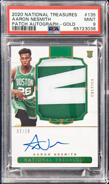 2020 Panini National Treasures Aaron Nesmith Patch Autograph-Gold #135 card image