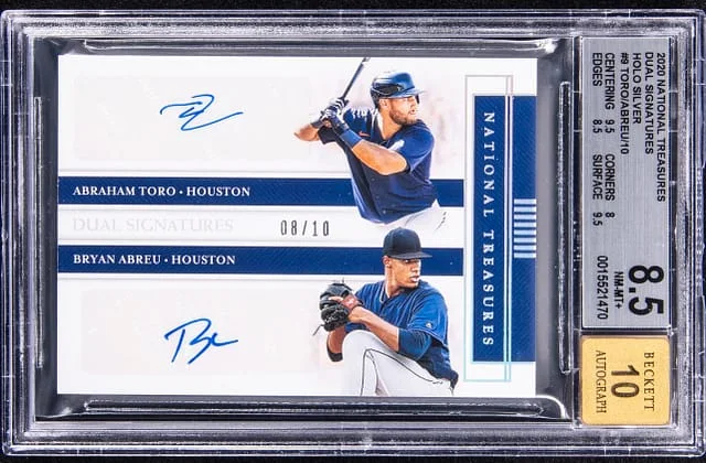2020 Panini National Treasures Abraham Toro/Bryan Abreu Dual Signatures Holo Silver #9 card image