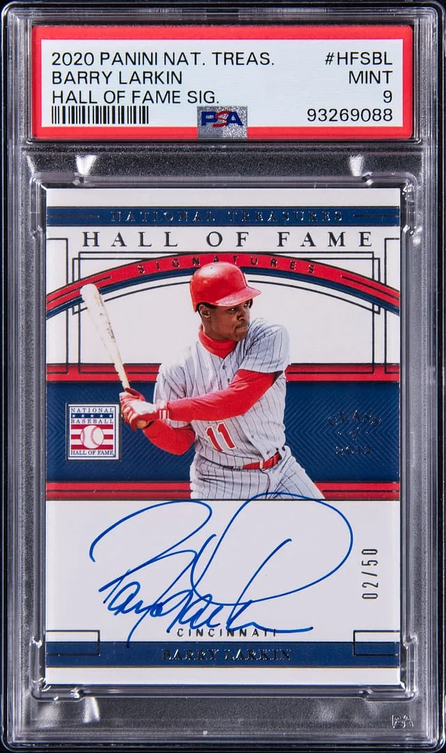 2020 Panini National Treasures Barry Larkin Hall of Fame Signature #HFS-BL card image