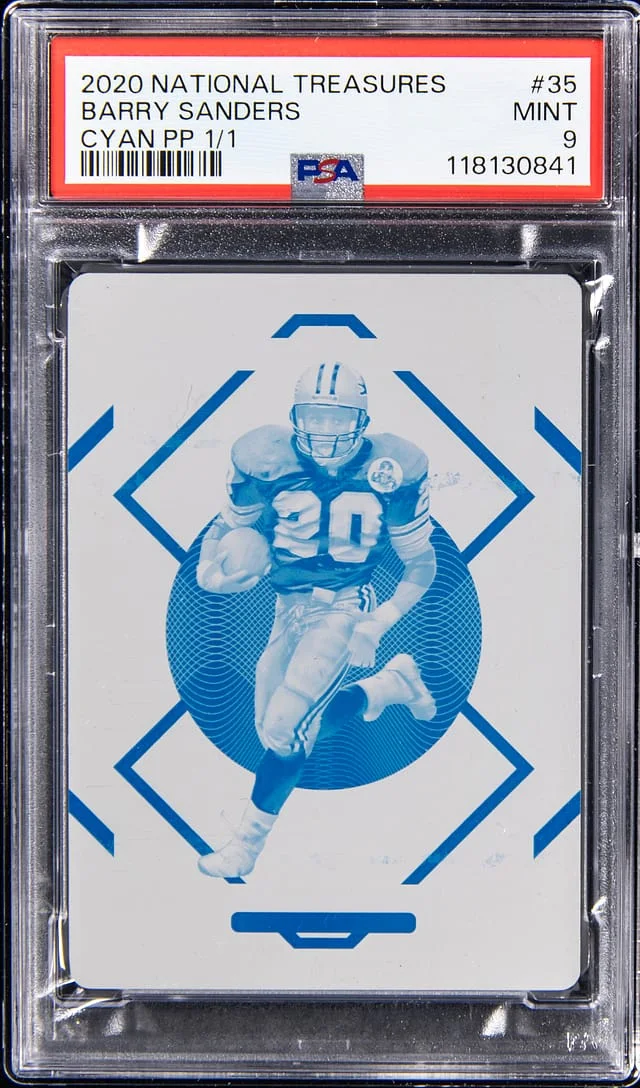 2020 Panini National Treasures Berry Sanders Cyan Printing Plate #35 card image