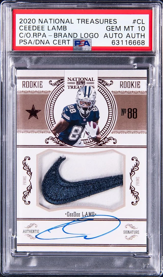 2020 Panini National Treasures CeeDee Lamb Crossover RPA Brand Logo #CRS-CL card image