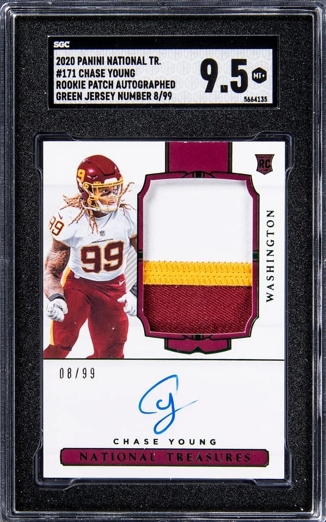 2020 Panini National Treasures Chase Young Green Patch Autograph (RPA) #171 card image