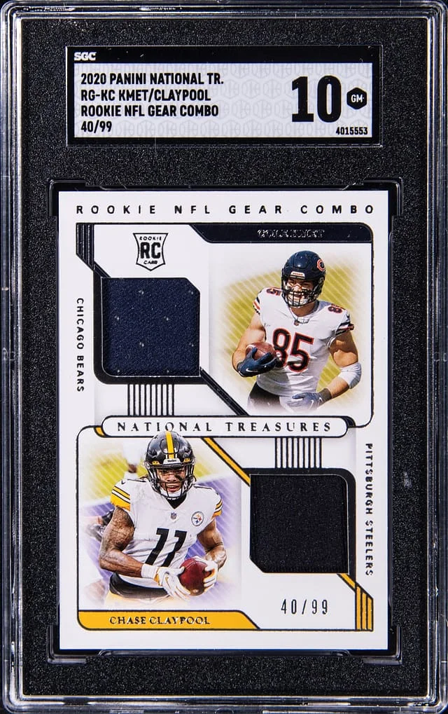 2020 Panini National Treasures Cole Kmet/Chase Claypool #RG-KC card image