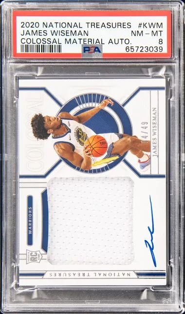2020 Panini National Treasures Colossal Material Autographs Kwm James Wiseman #no-number card image