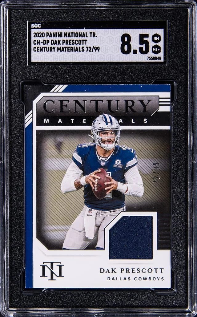 2020 Panini National Treasures Dak Prescott Century Materials #CM-DP card image