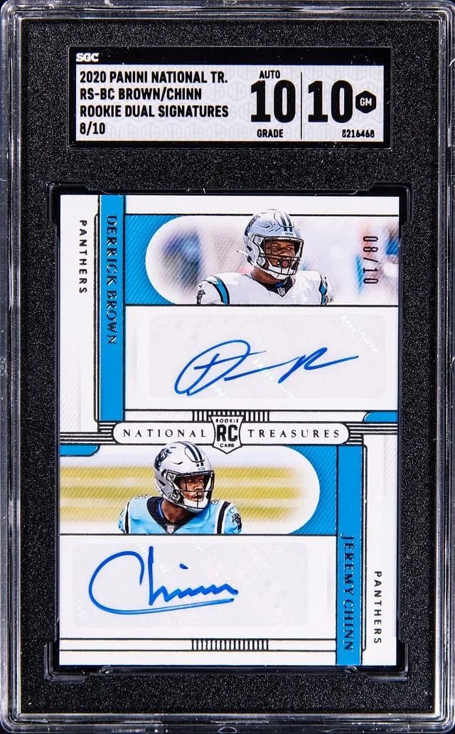 2020 Panini National Treasures Derrick Brown/Jeremy Chinn Dual Signatures #RS-BC card image