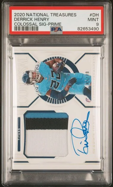 2020 Panini National Treasures Derrick Henry Colossal Signatures Prime #CS-DH card image