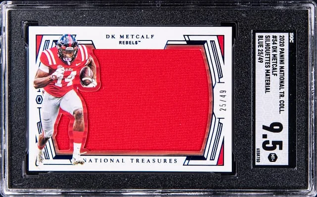 2020 Panini National Treasures DK Metcalf Collegiate Silhouettes Material Blue #54 card image
