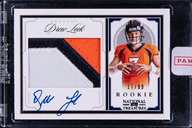 2020 Panini National Treasures Drew Lock Crossover Patch Autograph #CRS-DL card image