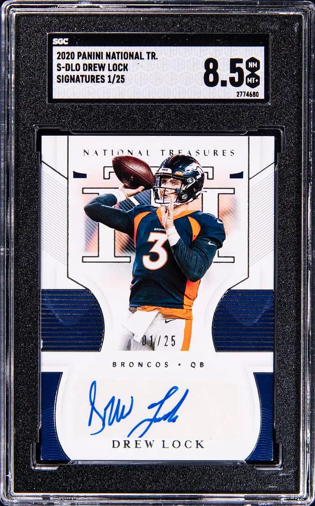 2020 Panini National Treasures Drew Lock Signatures #SDLO card image