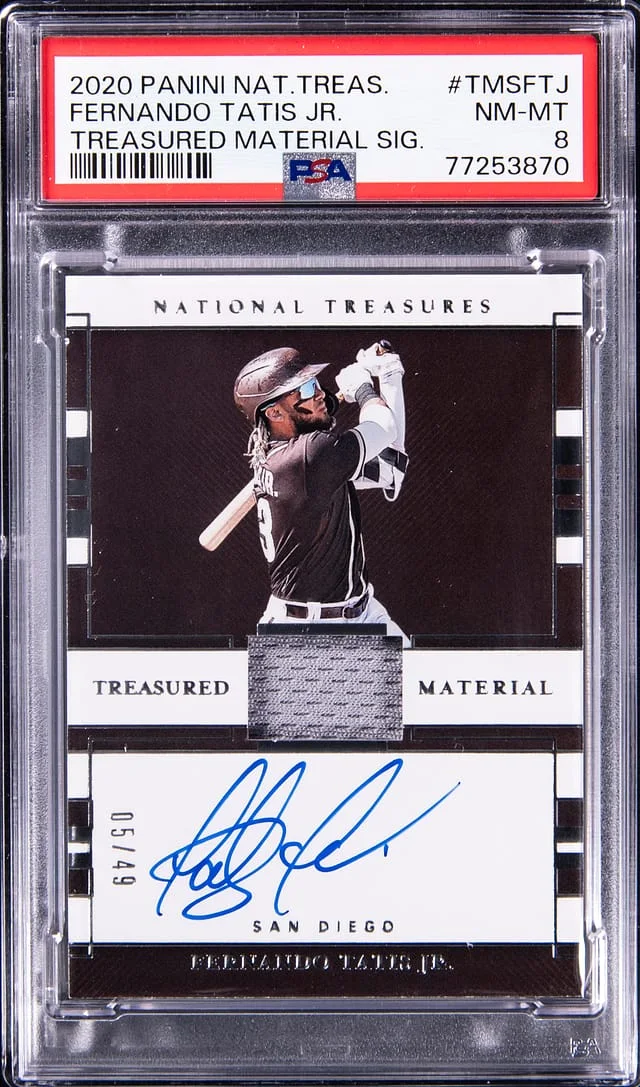 2020 Panini National Treasures Fernando Tatis Jr. Treasured Material Signatures #TMSFTJ card image