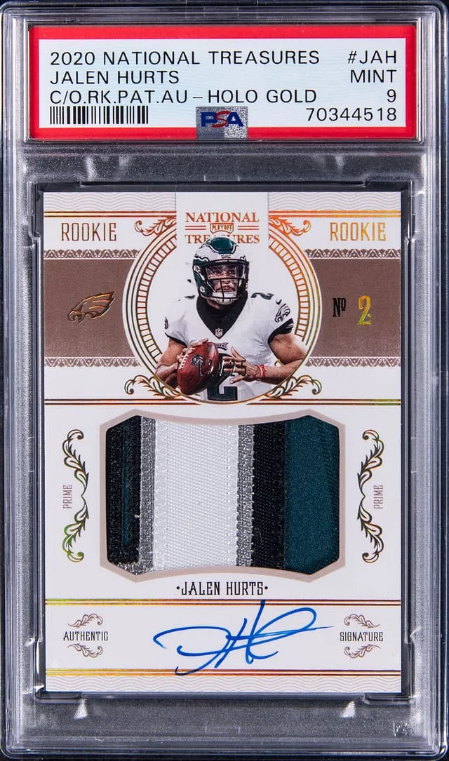 2020 Panini National Treasures Jalen Hurts Crossover Patch Autograph (RPA) #CRS-JAH card image