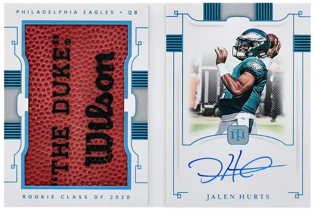 2020 Panini National Treasures Jalen Hurts Jumbo Prime Signatures Football #RJB-JAH card image