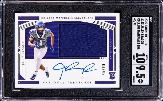 2020 Panini National Treasures Jalen Reagor Collegiate College Materials Signatures #123 card image