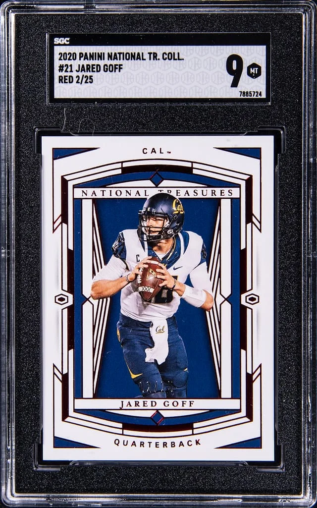 2020 Panini National Treasures Jared Goff Collegiate Red #21 card image