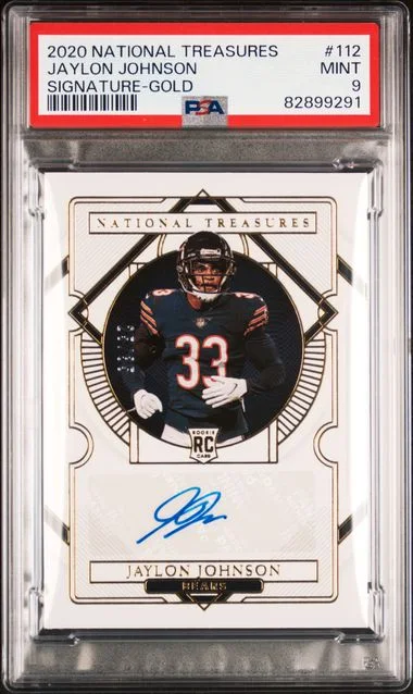 2020 Panini National Treasures Jaylon Johnson Signatures-Gold #112 card image