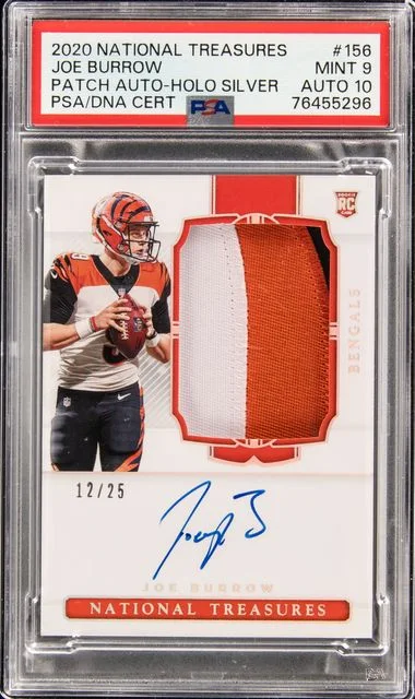 2020 Panini National Treasures Joe Burrow Patch Autograph (RPA) #156 card image