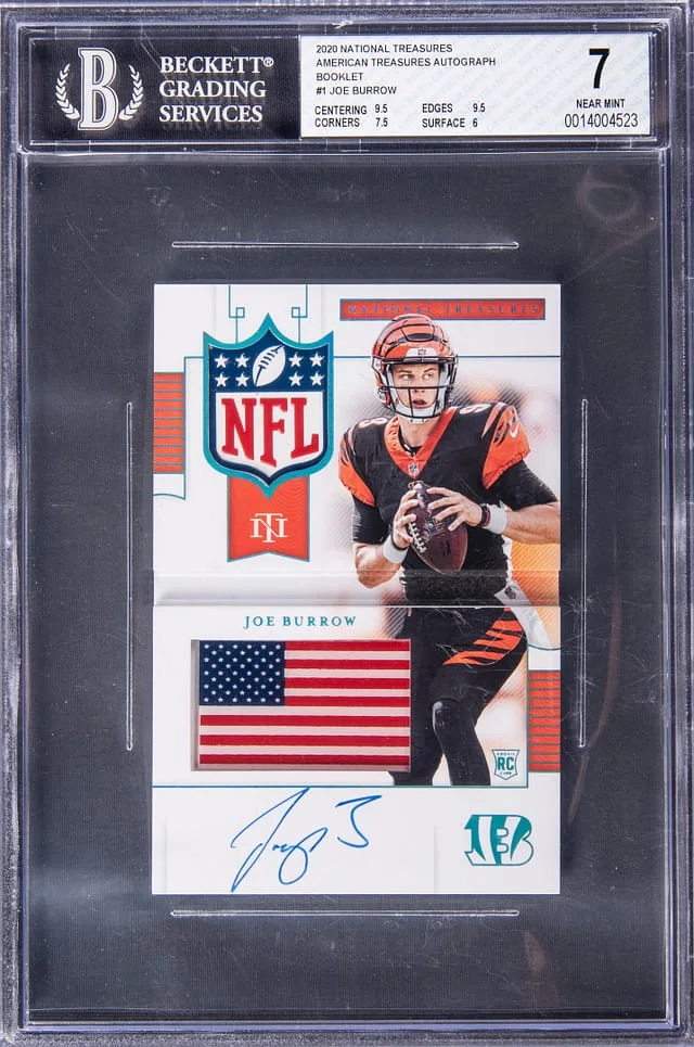 2020 Panini National Treasures Joe Burrow American Treasures Autograph Booklet #AT-JB card image