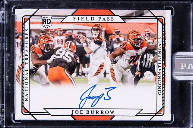 2020 Panini National Treasures Joe Burrow Field Pass Signatures White Box #FP-JB card image