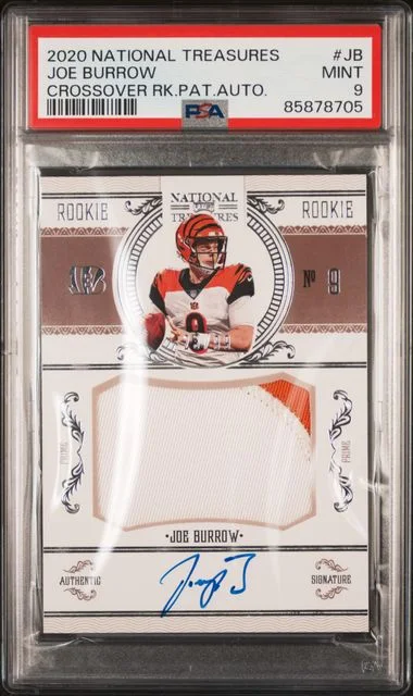 2020 Panini National Treasures Joe Burrow Crossover Patch Autographs #JB card image