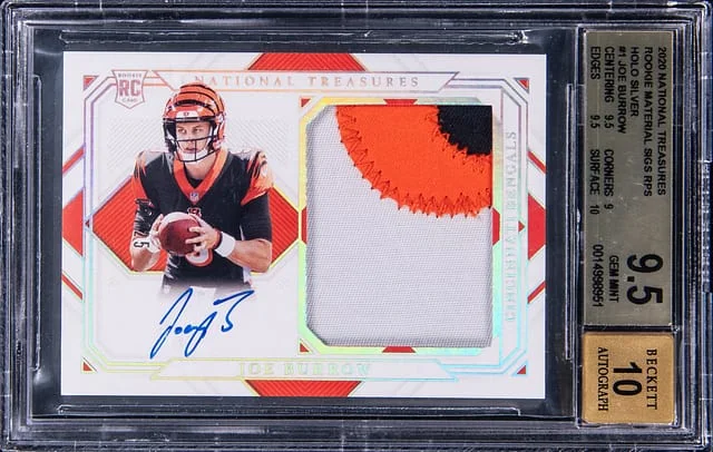2020 Panini National Treasures Joe Burrow Material Signatures RPS Black #RMS-JB card image