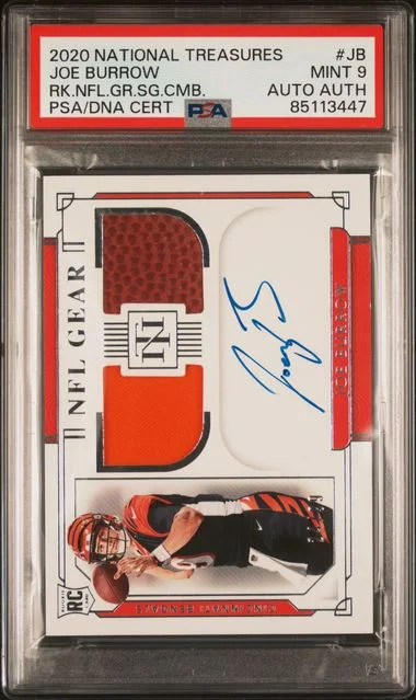 2020 Panini National Treasures Joe Burrow NFL Gear Signature Combos #RSC-JB card image