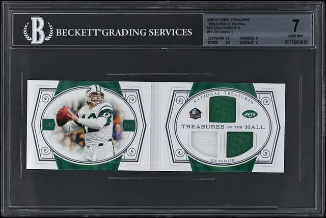 2020 Panini National Treasures Joe Namath Treasures of the Hall Material Booklets #HALL-JN card image