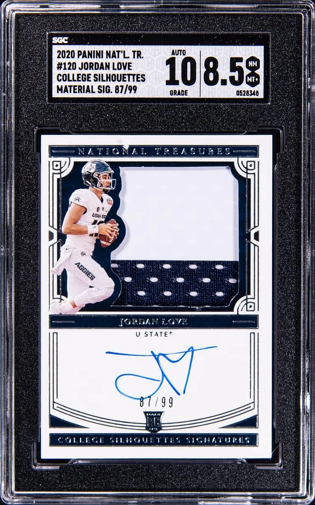 2020 Panini National Treasures Jordan Love Collegiate College Silhouettes Material Signatures #120 card image