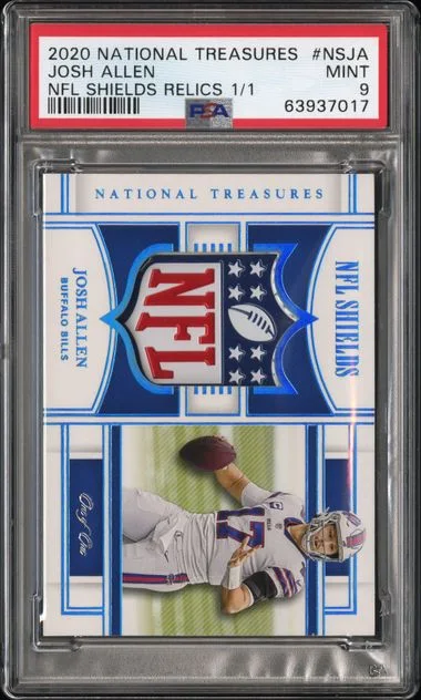 2020 Panini National Treasures Josh Allen NFL Shields Relics #NS-JA card image