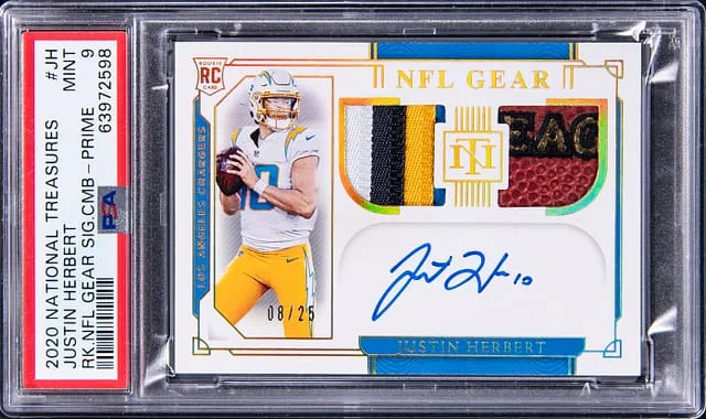 2020 Panini National Treasures Justin Herbert NFL Gear Signature Combos Prime #JH card image