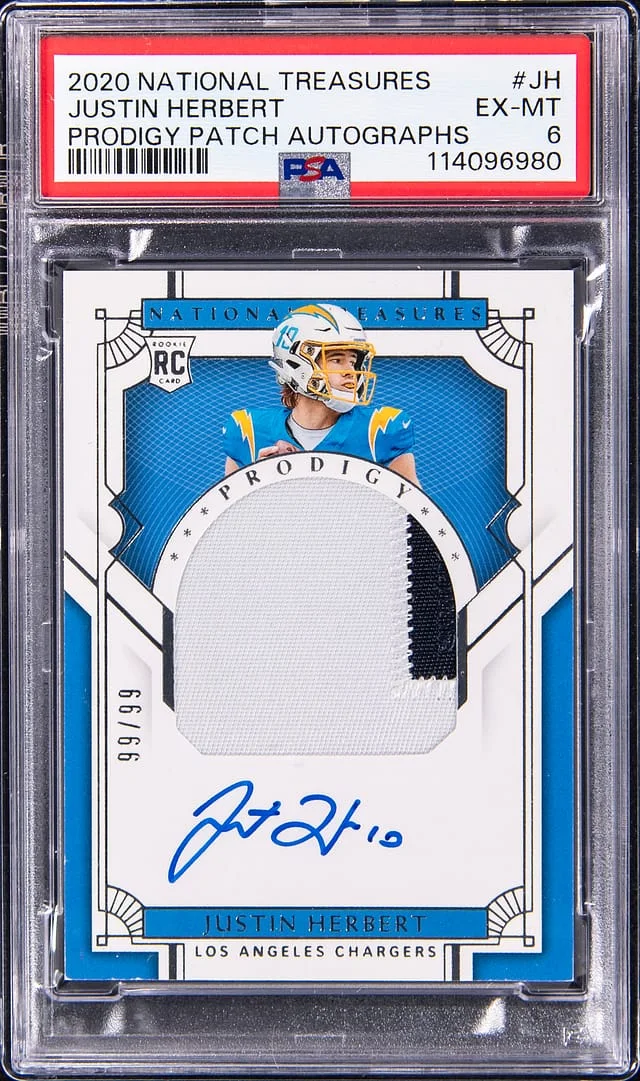 2020 Panini National Treasures Justin Herbert Prodigy Patch Autograph #PPA-JH card image