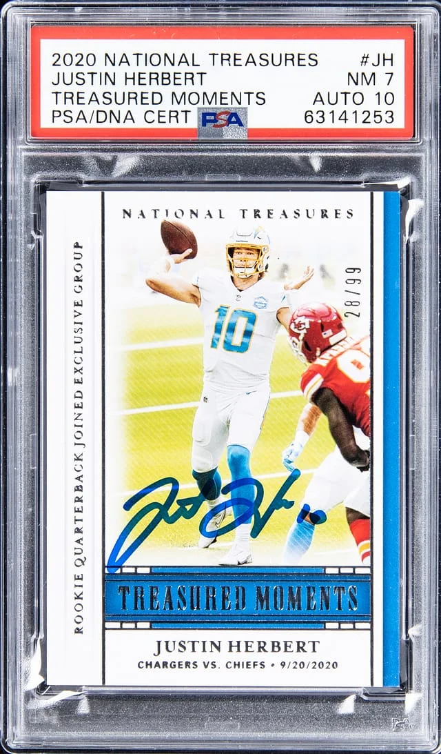 2020 Panini National Treasures Justin Herbert Treasured Moments #TM-JH card image