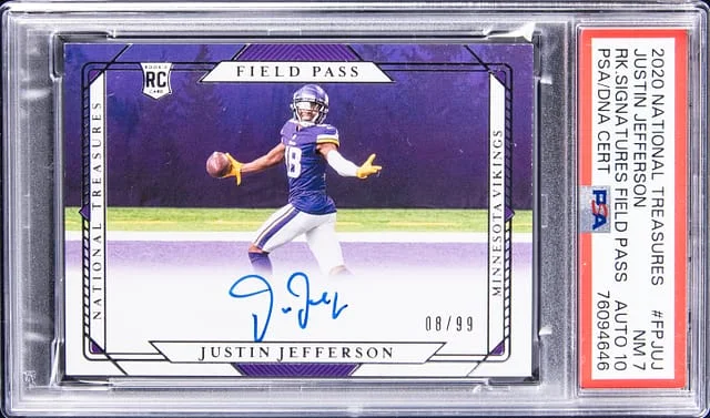 2020 Panini National Treasures Justin Jefferson Signatures Field Pass #FP-JUJ card image
