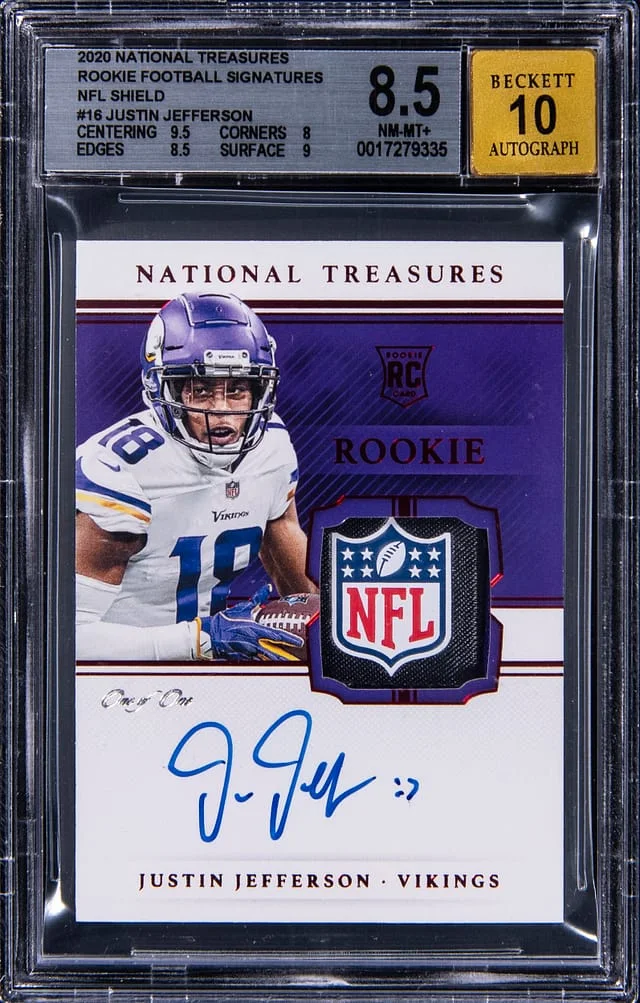 2020 Panini National Treasures Justin Jefferson Signatures NFL Shield #RGS-JUJ card image