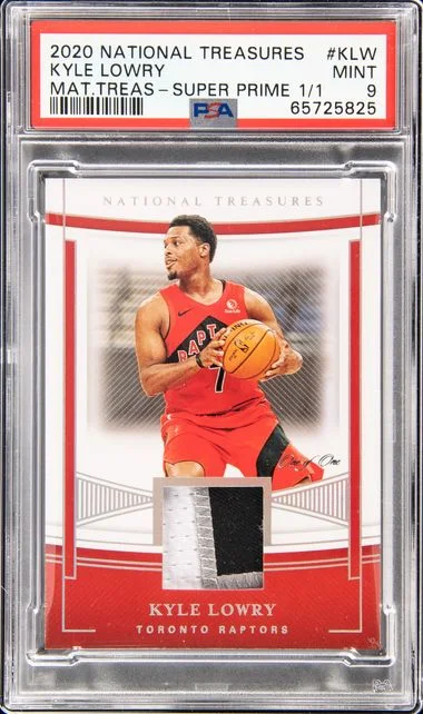 2020 Panini National Treasures Klw Kyle Lowry Material Treasures Super Prime #1/1 card image
