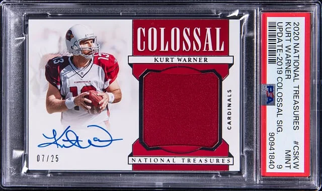 2020 Panini National Treasures Kurt Warner Update 2019 Colossal Signature #CS-KW card image