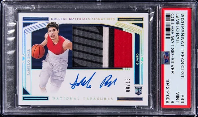 2020 Panini National Treasures LaMelo Ball Collegiate College Materials Signatures Silver #44 card image