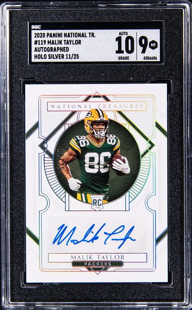 2020 Panini National Treasures Malik Taylor Autographed Holo Silver #119 card image