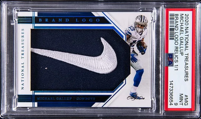 2020 Panini National Treasures Michael Gallup Brand Logo Relics #BL-MG card image
