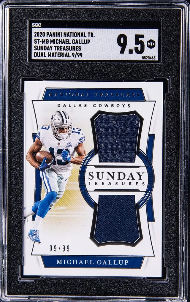 2020 Panini National Treasures Michael Gallup Sunday Treasures Dual Jersey #ST-MG card image