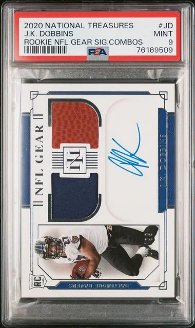 2020 Panini National Treasures NFL Gear Signatures Combos Jd J.K. Dobbins #no-number card image