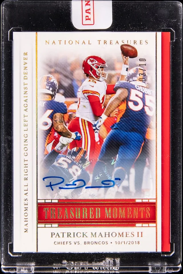 2020 Panini National Treasures Patrick Mahomes II Treasured Moments #TM-PM3 card image