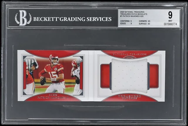 2020 Panini National Treasures Patrick Mahomes Treasured Patch Booklet #TP-PM card image