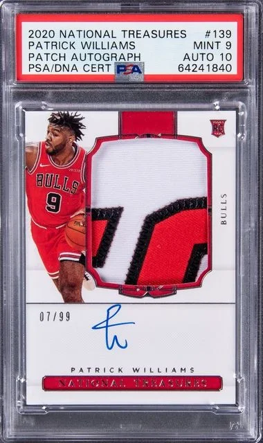 2020 Panini National Treasures Patrick Williams Patch Autograph #139 card image