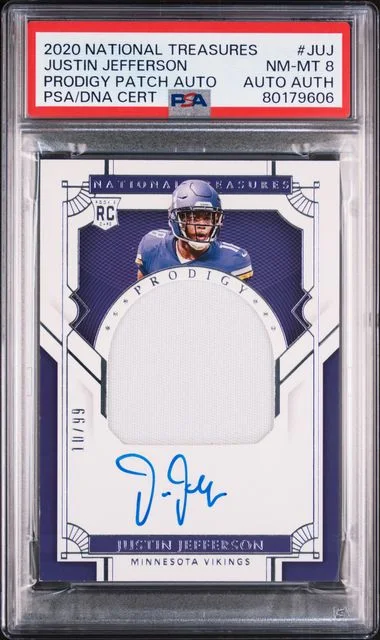 2020 Panini National Treasures Prodigy Patch Autographs Juj Justin Jefferson #no-number card image